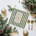 Christian Jesus Kitchen Towels, Green Striped Bible Verse Decorative Hand Tea Towels for Bathroom, Praise God from Whom All Blessings Flow Religious Dish Towel Dishcloth, 16x24 Inch