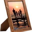 8 x 10 Picture Frame Wood Rustic Handmade Striped Border Brown Photo Frames High Definition Glass for Wall or Tabletop Display Gift Family Office Wedding Home Gallery Country Farmhouse Collage Decor