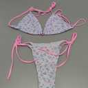 Alyweatry Women Two Piece String Bikini Set Floral Print Halter Side Tie Triangle Thong Swimsuits Bathing Suit (Small, Sweet Meadow)