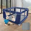 XVISHX 42x42 Inches Puppy Playpen with Dog Pads, Dog Playpen for Puppies or Small Dogs, Pet Playpen for Indoor & Outdoor, Sturdy Safety DogPen with Thickened Fabric, High-Strength Nylon Wire Mesh
