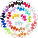 2 x CLLOT Baby Hair Ties with Bows,50pcs 2inch Baby Hair Bows Durable Rubber Bands Ponytail Holders Toddler Essential Hair Accessories for Infants Baby Girls in Pairs