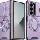 Guppy Magnetic Case for Samsung Galaxy Z Fold 7, [Compatible with MagSafe] with Magnetic Ring Kickstand 360Rotatable Slim Shockproof Bumper Thin Cover, Matte PC Cover Phone Case-Purple