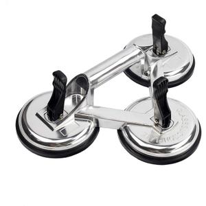 Triple Glass Suction Cups Heavy Duty Aluminum Vacuum Plate Handle Glass Holder Hooks to Lift Large Glass, Tile Suction Cup Lifter, Triple Suction Cups for Moving Glass, Window, Granite