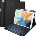 Hamile Keyboard Case for iPad 9th 8th 7th Generation Case with Keyboard 10.2" - 7 Colors Backlit Detachable Folio Keyboard Cover with Pencil Holder for iPad Pro 10.5" / iPad Air 3rd Gen (Black)