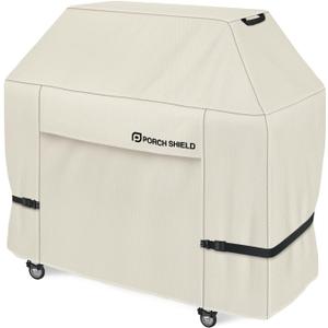 Porch Shield 50W x 24D x 46H inch Premium Gas Grill Cover Up to 48 inch, Waterproof and Fade Resistant 600D BBQ Covers for Weber, Brinkmann, Char-Broil and More, Light Tan