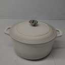 Mueller 6qt Enameled Cast Iron Dutch Oven, Heavy-Duty Casserole and Braiser Pan with Lid and Knob, Oven-Safe up to 500 F & Across All Cooktops, White
