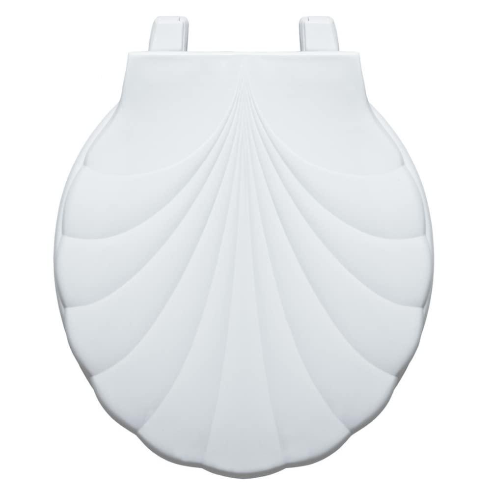 Centoco Lift-Off, Round Toilet Seat, Lift and Clean, Shell Design, Closed Front with Cover, Plastic, Made in the USA, HP30SLC-001, White