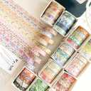 Flowers Washi Tape Set 60 Rolls Floral Patterns Decorative Skinny Blooms Masking Tapes for Arts, DIY Crafts, Journals, Planners, Scrapbook, Wrapping (Spring)