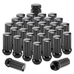 32PCS M14 x 1.5 Black Closed End Wheel Nuts, with 1 Spline Tuner, Compatible with Ford 15-17 F-150 03-16 F-250 F-350 1999-2019 Chevy Silverado Suburban Tahoe