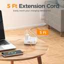 TESSAN Surge Protector Power Strip, 5 Ft Flat Plug Extension Cord with 3 USB (1 USB C) 8 Outlets, 1250W, 900J Protection, 3 Sided Outlet Extender with Power Switch for Office, Dorm Room, Grey
