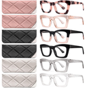 CCVOO Stylish Reading Glasses for Women, Eyeglasses, Blue Light Readers for Women, Computer Eye Glasses, Cheaters,+3.5