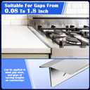 Windspeed 2 Pack T Shaped Stove Gap Covers Stainless Steel Kitchen Stove Counter Gap Cover Between Stove and Counter Edge Filler Length 13.8" to 27.6" Include Clean Cloth and Sponge
