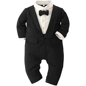Abolai Baby Boys' Tie Striped Vest Gentleman One-Piece Romper Wedding Outfit, Height 80