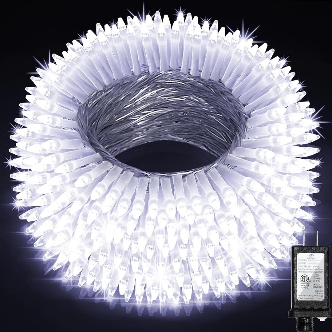 750LED Christmas Lights Outdoor Use, 240ft 12 Modes Cool White LED String Lights with Timer Dimmable, Waterproof Christmas Tree Lights for Xmas Patio Yard Fence Balcony Garden Decor Cool White