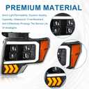 Pair for 2009-2014 Ford F150 Headlights w/Quad LED Projectors DRL Plug & Play Replace 09-14 F-150 Pickup Black Housing Amber Reflector