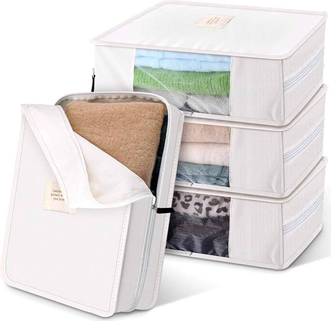 3 Pieces Cotton Sweater Storage Bag Cashmere Storage Bags Breathable Clothes Storage For Woolen Cashmere Sweaters Cashmere Merino Wool