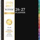 Planner 2025 - Academic Planner 2025, July 2026 - June 2027, 9" x 11", 26-27 Planner Weekly and Monthly, 26-27 Calendar Planners with Colorful Tabs, Pocket - Black