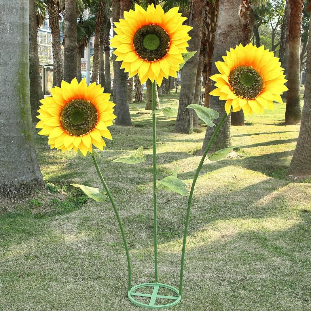 Sunflowers Artificial Flowers Set,5.6 Ft Giant Silk Fake Sunflower Decoration,Sunflower Decor for Rustic Wedding Backdrop,Outdoor Garden Party Photo Props,Shop Window Displays(3PCS)