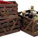 Nested Wooden Storage Crates Set of 3 (L,M,S),Farmhouse Decorative Boxes with Handles for Home Organization & Display