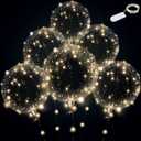 Warm White Led Balloons 6set Light up Balloons Clear Bobo Balloons with String Lights for Party, Birthday, Anniversary, Wedding (Warm White)