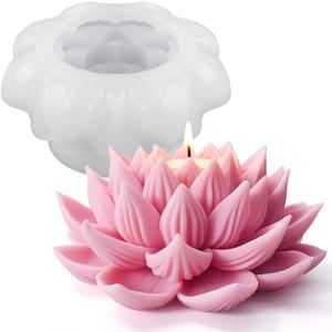 3D Lotus Candle Molds for Candle Making Supplies Flower Silicone Mold for Scented Candles Soap Making DIY Plaster Aromatherapy Candles Home Decor Floral Silicone Molds for Resin Epoxy Cement Gypsum