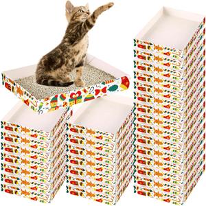 30 Pack Disposable Cat Litter Box, Foldable Paper Travel Litter Box, Non Clumping Durable and Waterproof,Low Entry Easy Disposal,Portable(13.6x9.7x1.9 in)