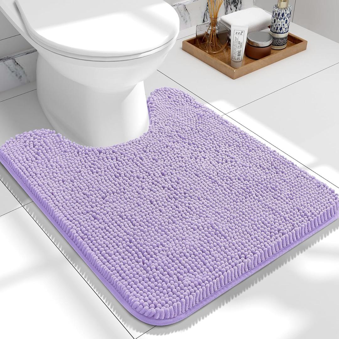 OLANLY Toilet Rugs U-Shaped 24x20, Extra Soft Absorbent Chenille Contour Bathroom Rugs for Toilet, Dry Quickly, Machine Washable, Non-Slip Bath Mat, Lavender OLANLY Toilet Rugs U-Shaped 24x20, Extra Soft Absorbent Chenille Contour Bathroom Rugs for Toilet, Dry Quickly, Machine Washable, Non-Slip Bath Mat, Lavender