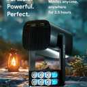 Built-in Battery Portable Projector with WIFI and Bluetooth, Built-in Stand 270 Tilt, 3ft Short Throw for 150" Display, 1080P Supported & 350 ANSI, for Home Outdoor Ceiling and Floor Movie Watching (Black)