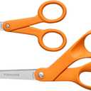 Fiskars Original Orange Handled Scissors 2-Piece Set, 5" Micro Tip and 8" Stainless Steel Scissors, Paper and Fabric Supplies for Office and Arts and Crafts Set, Orange