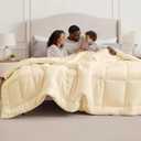 Comforter Duvet Insert - Quilted Comforters Oversized King, All Season Duvet, GentleSoft Down Alternative Bedding, with 8 Tabs, Gifts for Women/Men, Cream,Oversized King 116 x 98 Inches