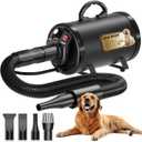 PETNF Dog Dryer for Pet Grooming, Dog Hair Dryer Blower Dog Blow Dryer High Velocity Air Forced Blow Dryer for Large Dogs,Noise Reduction Pet Hair Dryer 3.2HP Adjustable Speed Temp Dogs Grooming Bath (Black)