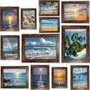 12 pack assorted gallery wall picture frame,rustic farmhouse wood picture frames multiple sizes including 4x6, 5x7, 8x10, 11x14, Ideal for living room hanging or tabletop display,Dark Brown