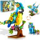 3 in 1 Flower Cat Parrot Butterfly Building Set, Animal Figures Building Toy for Home Office Art Decor, 412 PCS Building Block Easter Gift for Kids Boys Girls Ages 6 7 8 9 10 11 12+ Adults