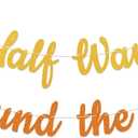 Half Way Around the Sun Banner, Sun Half Birthday Party Decorations, 6 Months Baby Birthday Banner, 1/2 Way to One, Sunset 1/2 Bday Supplies Orange Gold Glitter
