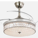 Ohniyou 42" Retractable Ceiling Fan with Light and Remote, Crystal Chandelier Ceiling Fan for Bedroom Living Room Indoor 