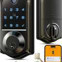 Veise VE017 Fingerprint Smart Door Lock, App Control, 7-in-1 Keyless Entry, Auto Lock, Emergency Power Port, Electronic Touchscreen Keypad, Biometric Smart Locks for Front Door, Matte Black