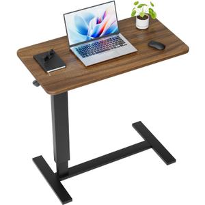 Overbed Bedside Table with Wheels, Adjustable Hospital Over Bed Table, Rolling Laptop Table, Medical Bed Side Table (Wood Color)
