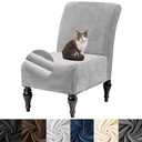 HFCNMY Armless Chair Cover,Stretch Velvet Armless Accent Chair Cover Slipcover Soft with Elastic Bottom Light Gray