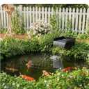 POPOSOAP Solar Pond Waterfall with 120W Solar Panel & 1600GPH Pond Pump, 10 Ft Corrugated Tubing, Filter Media, Pond Waterfall Kit for Outdoor Garden Pond, Streams P510X