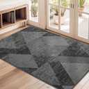 COSY HOMEER Door Mat Entrance, 32"x48" Non-Slip Absorbent Doormat for Front Door, Low Profile Dirt Trapper Entryway Mat, Washable Rugs for Muddy Paws & High Traffic Areas, Gray (Grey)