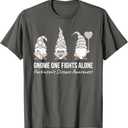 Gnome One Fights Alone T Shirt Parkinsons Awareness Ribbon T-Shirt (L)