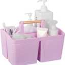rejomiik Portable Shower Caddy Basket Plastic Cleaning Caddy Organizer Storage Tote with Handle for Bathroom, College, Dorm Room Essentials, Light Purple