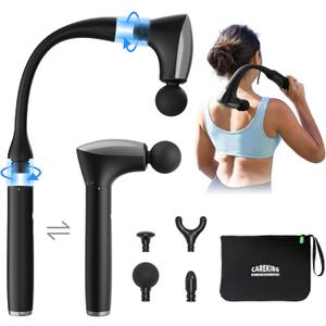 2-in-1 Detachable Muscle Massage Gun Deep Tissue with 20'' Extension Handle, Back and Neck Massager for Pain Relief, Handheld Massager for Shoulder Lower Back Leg Waist, FSA-HSA Eligible