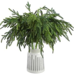 Jutom Christmas Norfolk Pine Branches, Artificial Norfolk Branch Faux Plants Greenery Stem Pine Picks for Christmas Vase DIY Crafts Centerpiece Garland Wreath Home Decor (12 Pcs,18 Inches)