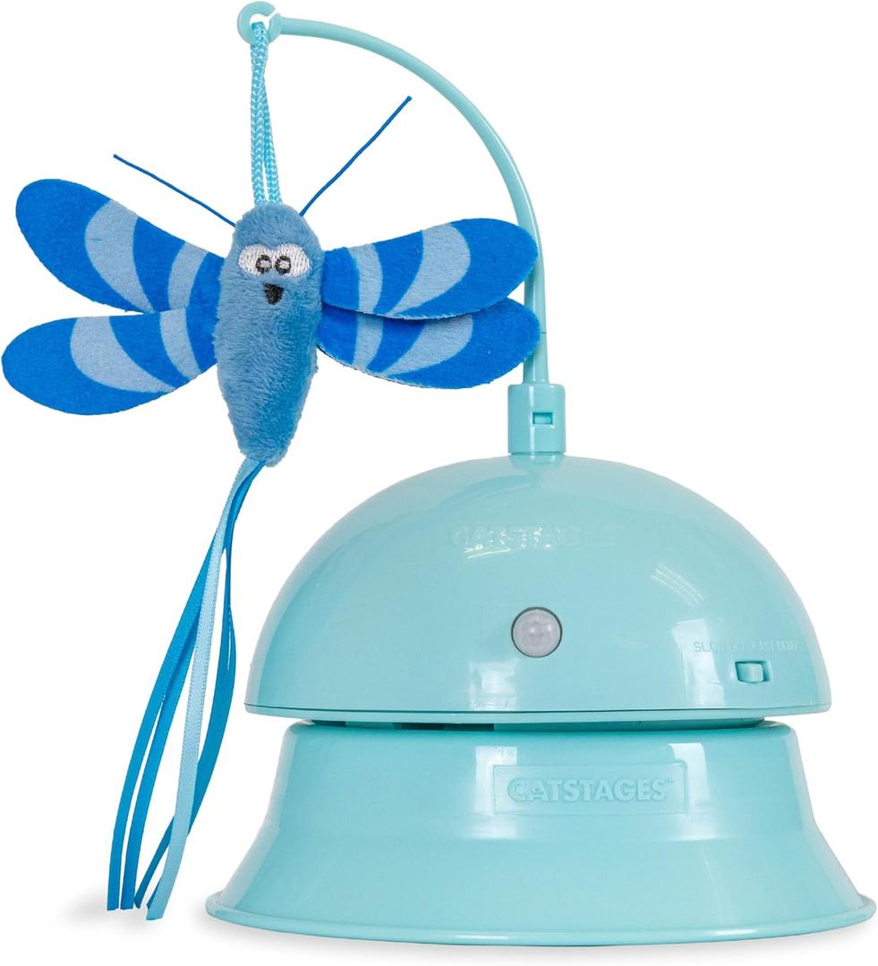 Catstages 2-in-1 Flutter Dome Electronic Cat Toy  Plush Motion Toy for Indoor Cats, Ball Track Add-On, Blue