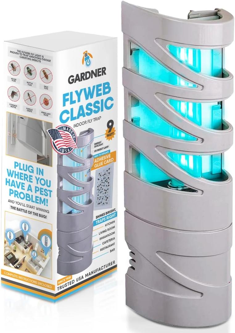 Gardner - Fly Traps Indoor For Home, Indoor Bug Trap, Plug In Bug Catcher Indoor, Fly Catcher Indoor, Gnat Traps For House Indoor Plug-In, Fruit Fly Traps For Indoors, Flying Insect Trap Indoor (Grey) (Gray)