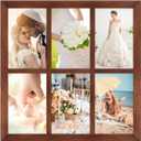 4x6 Oak Wood Picture Frames Collage Wall Decor Brown, Solid Oak Wooden Family Photo Collage Frame 6 Openings, Glass Front, Wall Hanging Display 6 4x6 Pictures (11.5x11.5-6 openings)