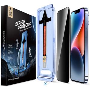 MAGIC JOHN 2 Pack for iPhone 13/13Pro/14/16e 6.1 inch Privacy Glass Screen Protector, Auto Dust-Elimination, Bubble Free, Easy Installation