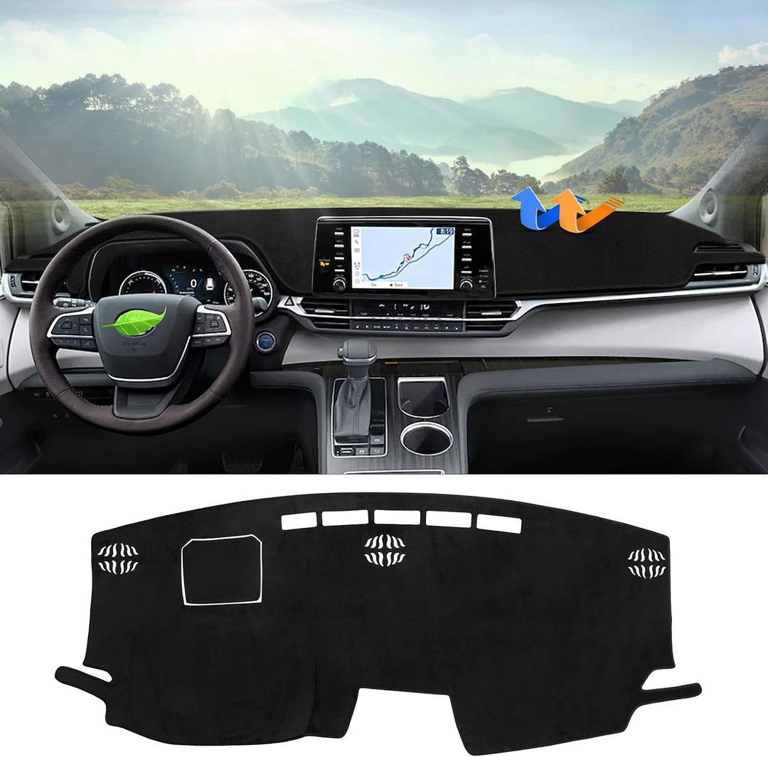 Autorder Dashboard Cover Mat for Toyota Sienna 2021-2024 2025 2026 Accessories Dash Cover Flannel Dash Mat Sunshade Glare UV Rays Protector