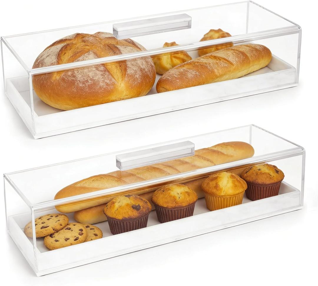 Acrylic Rectangular Cake Tray - Multifunctional Cake Stand with Cover Lid (2PCS)